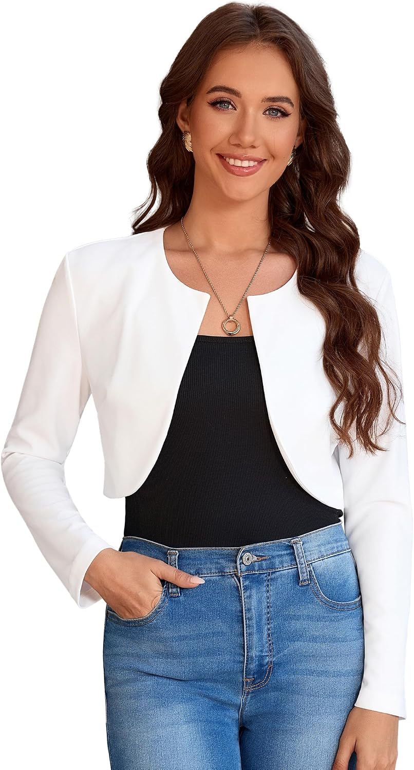 YesFashion Damen Elegante Bolero Jacke Kurz Blazer Festlich f r Hochzeit Party Business Abendkleid