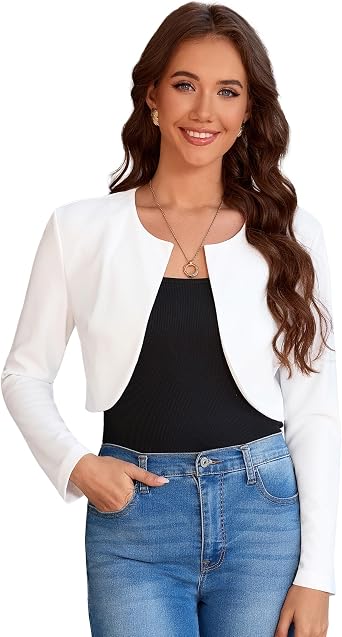 YesFashion Damen Elegante Bolero Jacke Kurz Blazer Festlich f r Hochzeit Party Business Abendkleid