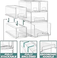 Vista 4 de Sorbus Small Clear Stackable Storage Drawers – 2-Pack Plastic Organizer Bins with Handles – Stackable Pull-Out Storage Drawers for Closet, Pantry