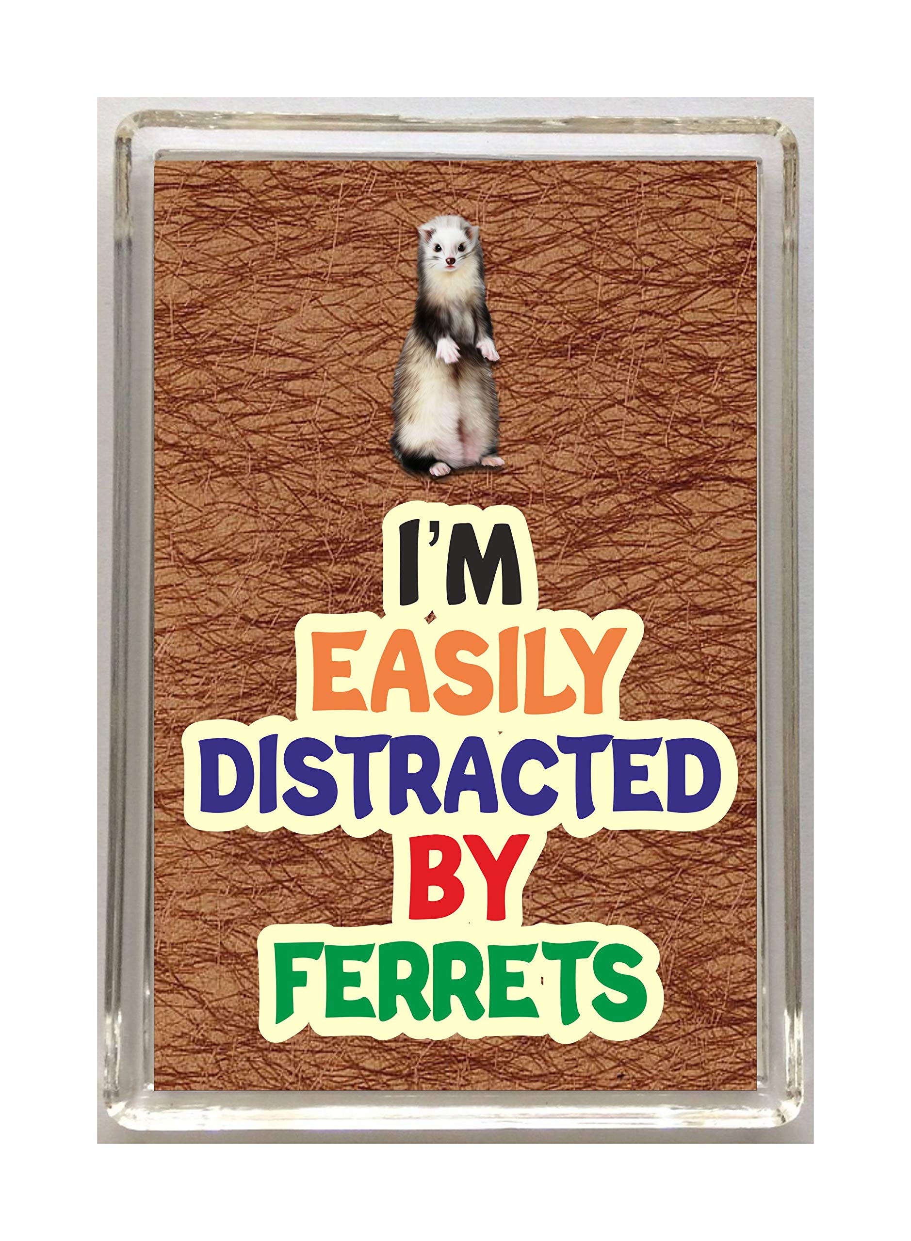 Clare's Cosmetics Multicolor Clare's Cosmetics' 'Fun Animal Lover Gift – I'm Easily Distracted By Ferrets – Novelty Fridge Magnet