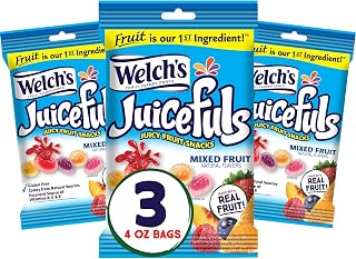 Juicefuls Juicy Fruit Snacks, Mixed Fruit, Fruit Gushers, Gluten Free, 4 Oz Sharing Size Bags (Pack of 3)