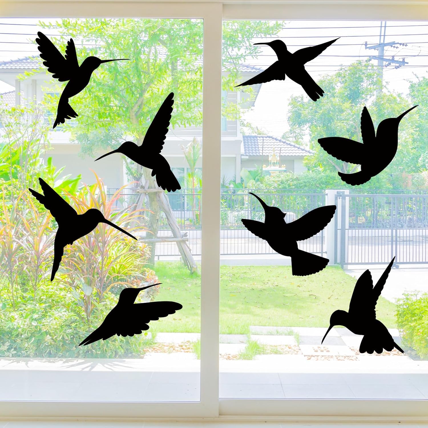 Humyoun 16 Pcs Large Size Black Hummingbird Window Clings