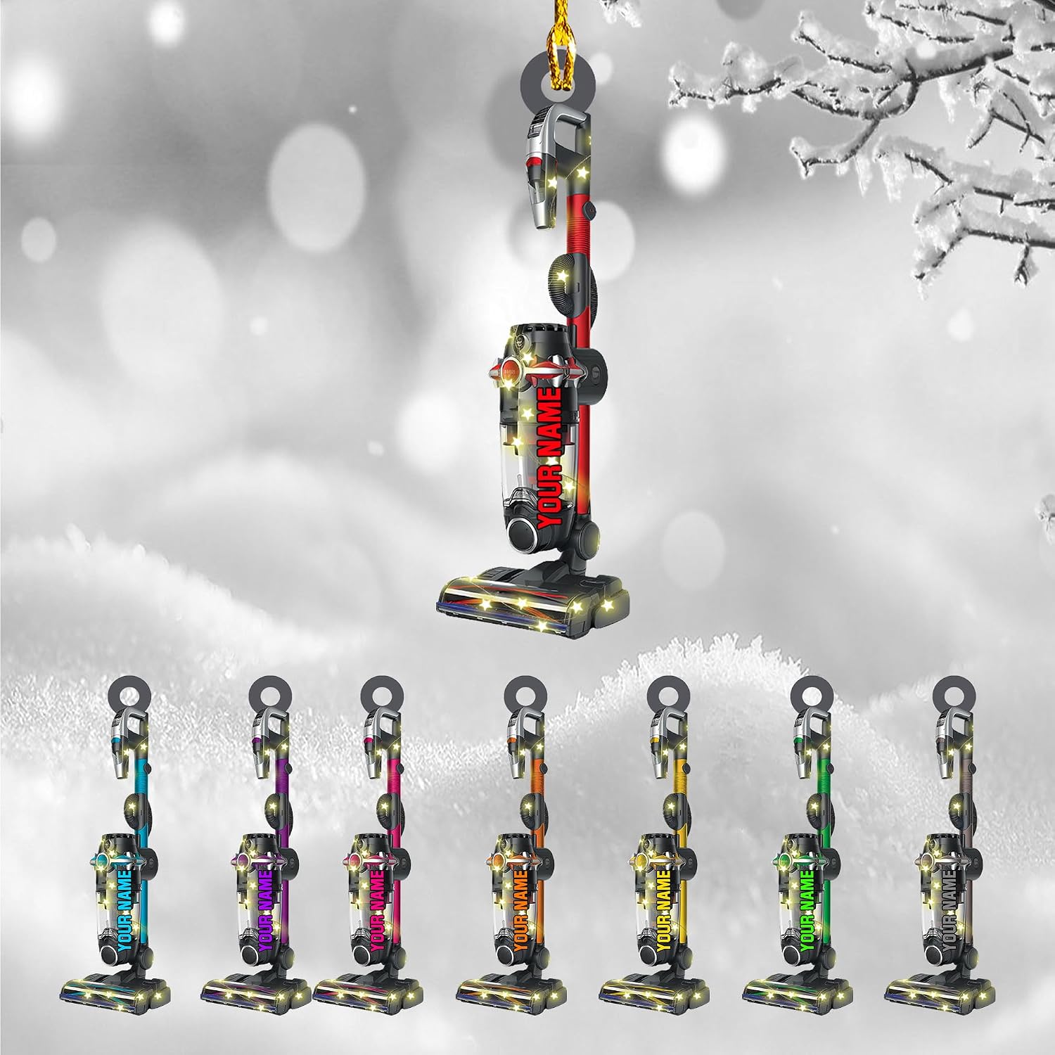 Personalized Vacuum Cleaner Ornament, Custom Vacuum Christmas Ornament, Robotics Vaccum Ornaments, Robot Cleaner Ornaments for Christmas Tree, Cleaning Tools Gift Housework Lover Housekeeper (VC5)