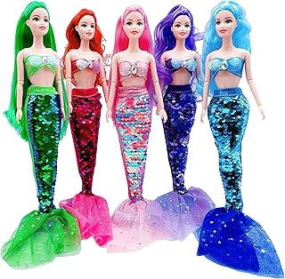 UNICORN ELEMENT 5 Pcs 11.5 Inch Girl Doll Mermaid Tail Clothes and Doll Accessories Mermaid Tail Summer Dress Swimsuit Bikini for 11.5 Inch Girl Doll