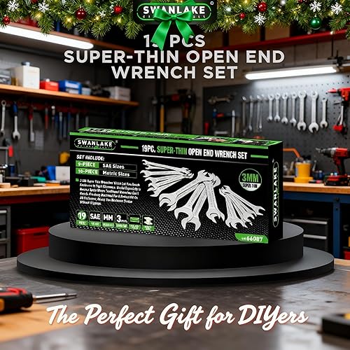 Miniatura 7 de SWANLAKE - Juego de 19 llaves de extremo abierto superfinas con bolsa rodante, acero al carbono SAE y métrico, 14 a 1-116 pulgadas y 0.217 in a