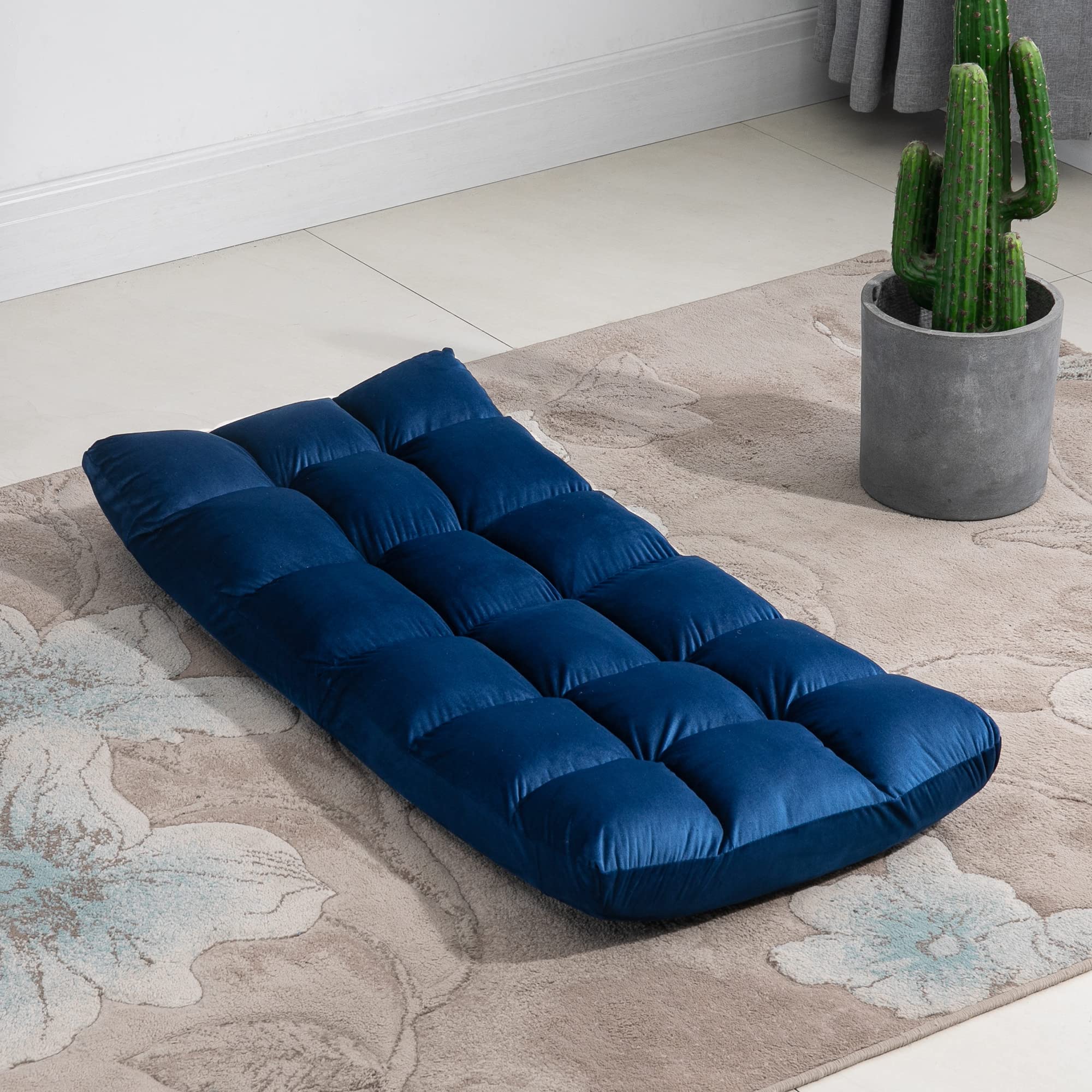 HOMCOM Fauteuil Convertible Grand Confort Inclinaison 90°-180° Bleu Roi | Fauteuil Paresseux, Dossier Multipositions, Flanelle Polyester Capitonné