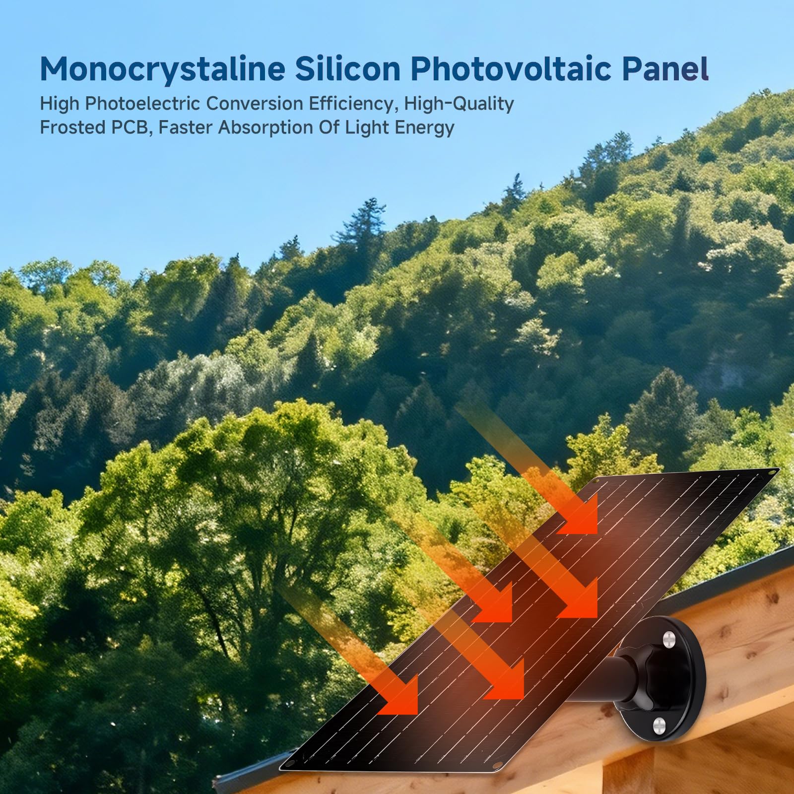 Pannello solare ad alta potenza da 12 W per telecamera di sicurezza, caricatore solare USB-C da 5 V con adattatori micro USB e barile, resistente alle intemperie per il monitoraggio continuo di casa e