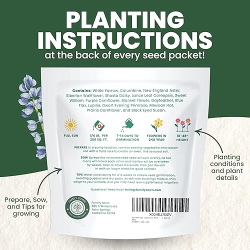 Miniatura 4 de Mezcla de especies perennes - Paquete grande de 1 onza - 15,000 semillas de flores para la plantación - Mezcla de flores silvestres