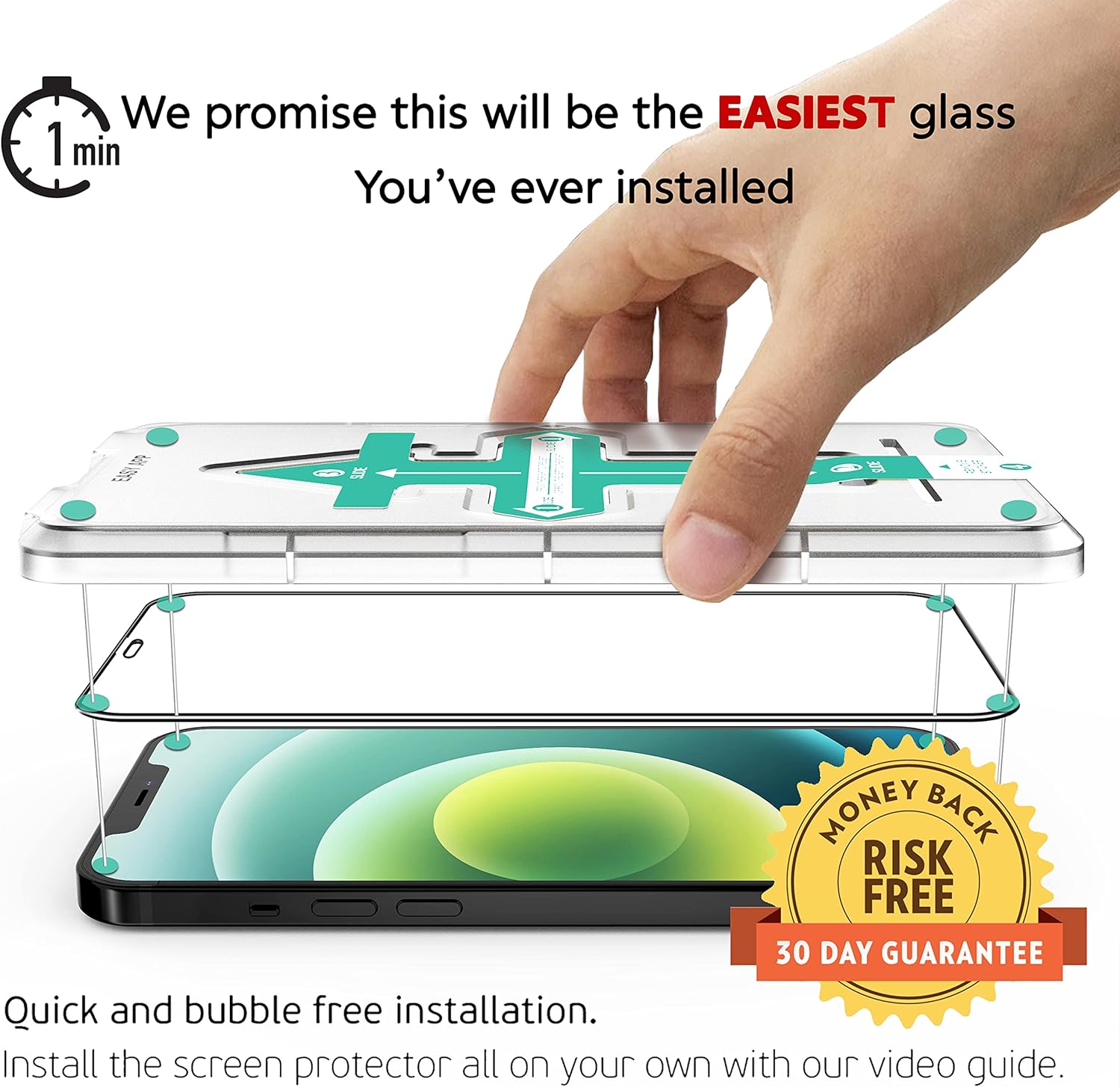 Deppa (2 Pack Premium Iphone 12/12 Pro Screen Protector Tempered Glass, clear, iPhone 12 Pro/12 (6.1') - Image 3