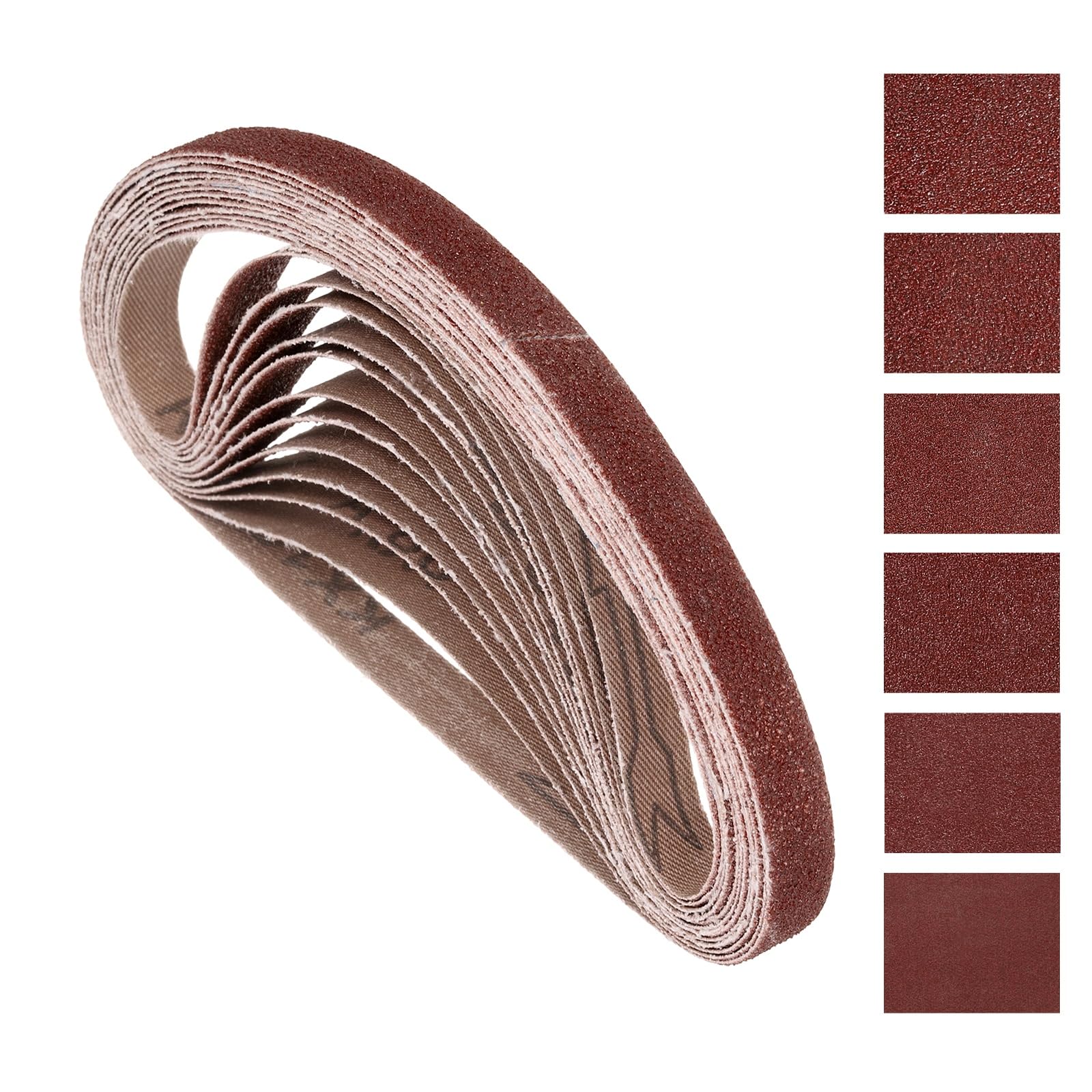 Kozelo 12 Pcs Sanding Belts 25mm x 762mm 60/80/120/150/240/400 Grit Aluminum Oxide Abrasive Sandpaper for Belt Sander Metal Grinding Wood Working Weld Rust Removal