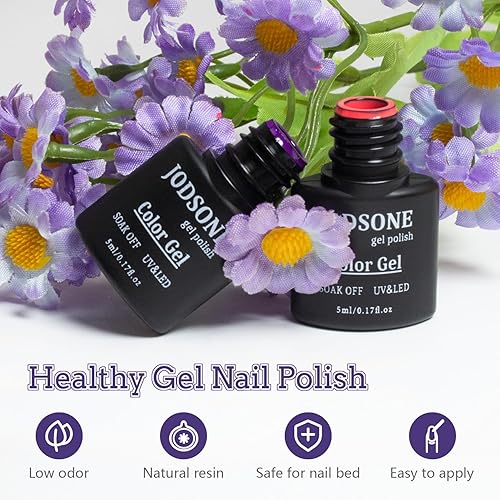Miniatura 6 de JODSONE - Kit de esmalte de uñas de gel de 20 colores con lámpara ultravioleta, capa superior mate, gel de uñas vibrante de alto brillo equipado con