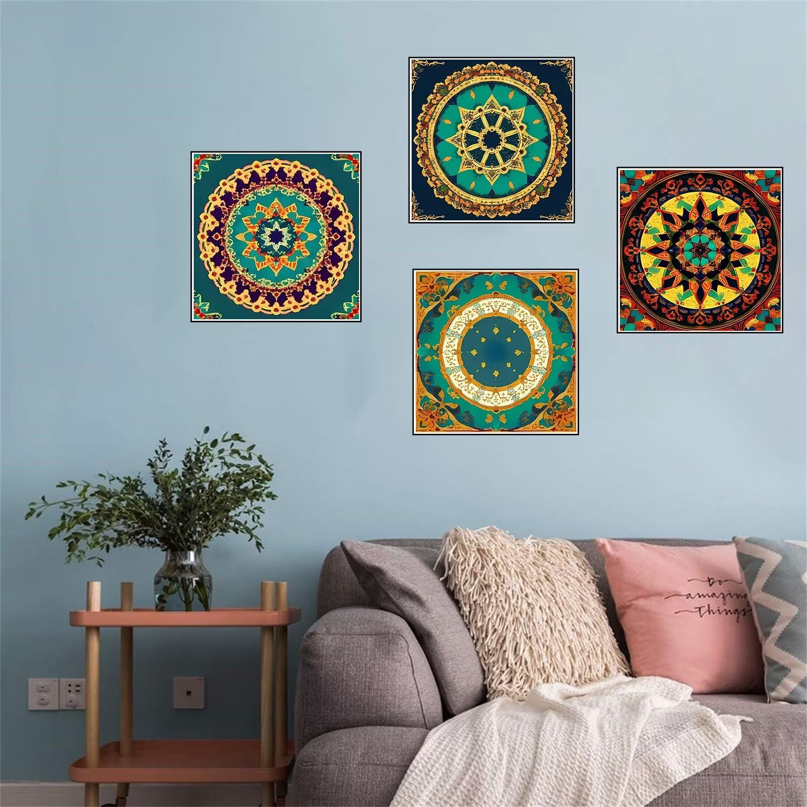 4 Pack Mandala Blume Diamond Painting XXL 60x60cm Diamant Painting Bilder Erwachsene Diamond Art mit Zubehör, Kinder Stickerei Set Diamant Kunst Malerei für Wohnzimmer Zimmer Deko Geschenk T-616