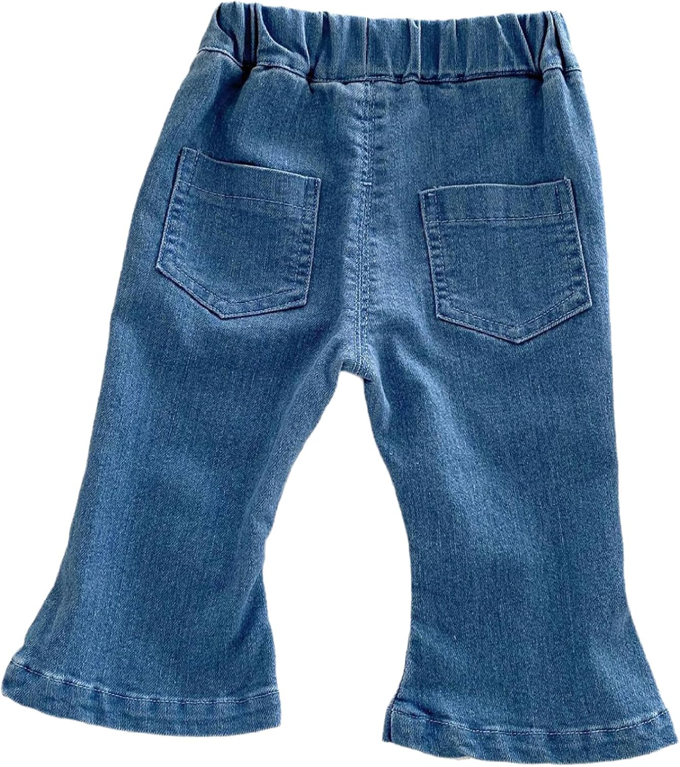 Toddler Baby Girls Vintage Flare Jeans Embroidered Bow Lace Patchwork Denim Trousers