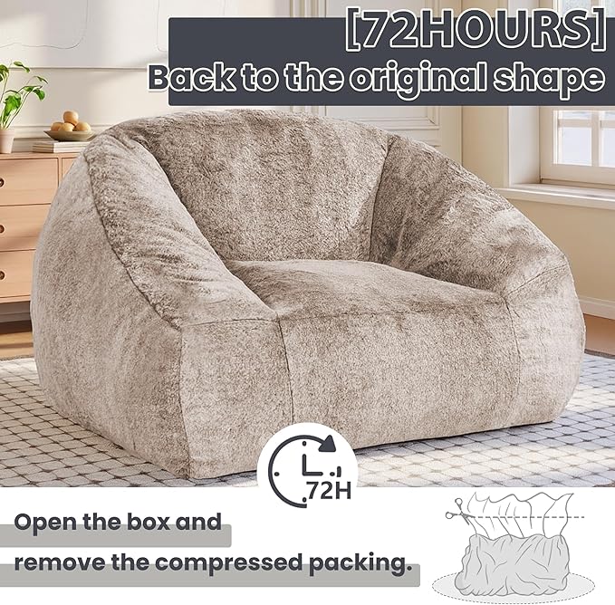 Sillón de Peluche Gigante Comodo para Lectura, Color Caqui miniatura 8