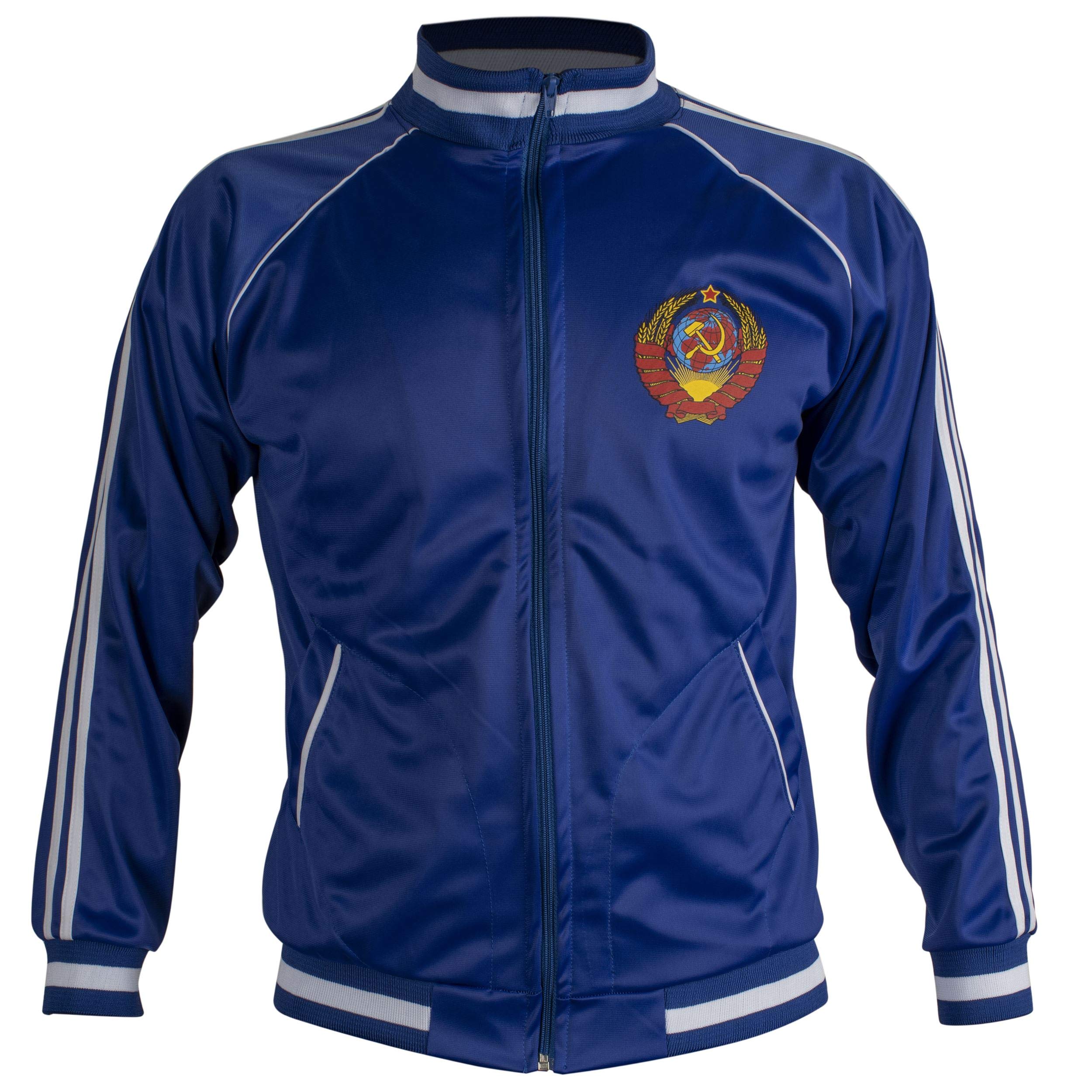 JL Sport Historic Soviet Union CCCP USSR Retro Football Blue Jacket Mens S