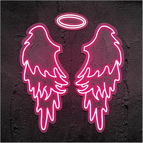 ZQrcnl Letrero personalizado de alas de ángel LED de luz de neón con tablero acrílico decoración personalizada de boda decoración de pared de neón
