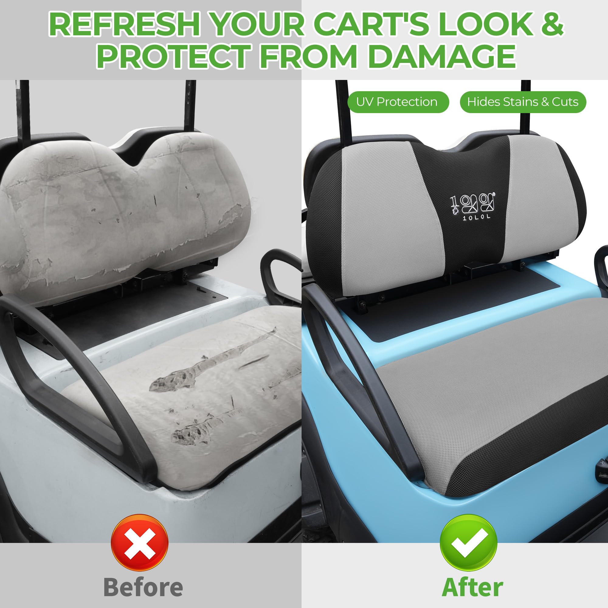 10L0L Housses de siège universelles pour voiturette de golf - Matériau durable et respirant - S'adapte comme un gant pour voiture de club précédente et Yamaha, facile à installer
