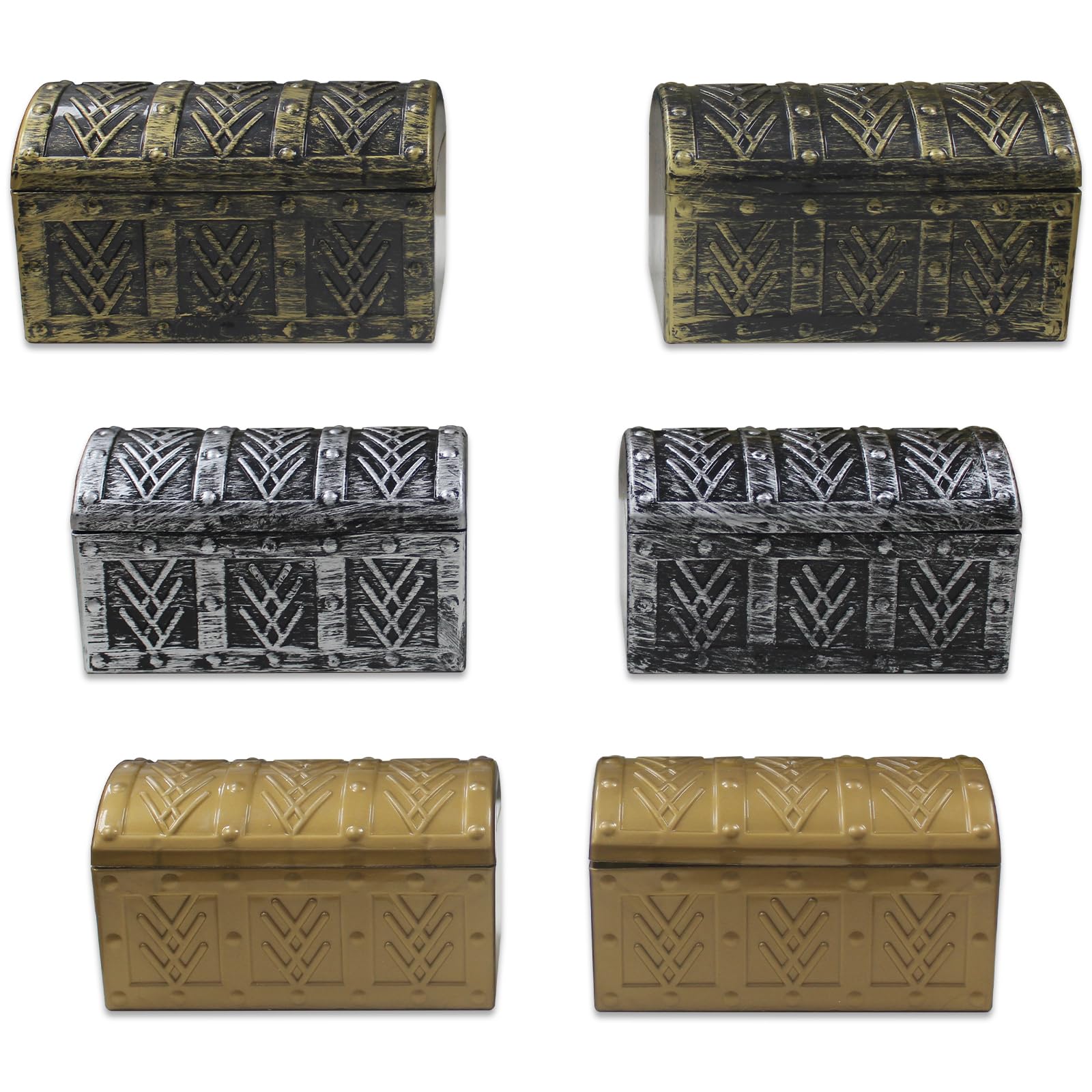 6Pcs Mini Pirate Treasure Chests for Kids - Vintage Plastics Treasure Box Small Size for Kids Birthday Party Favors Treasure Hunting Activity Toys Storing