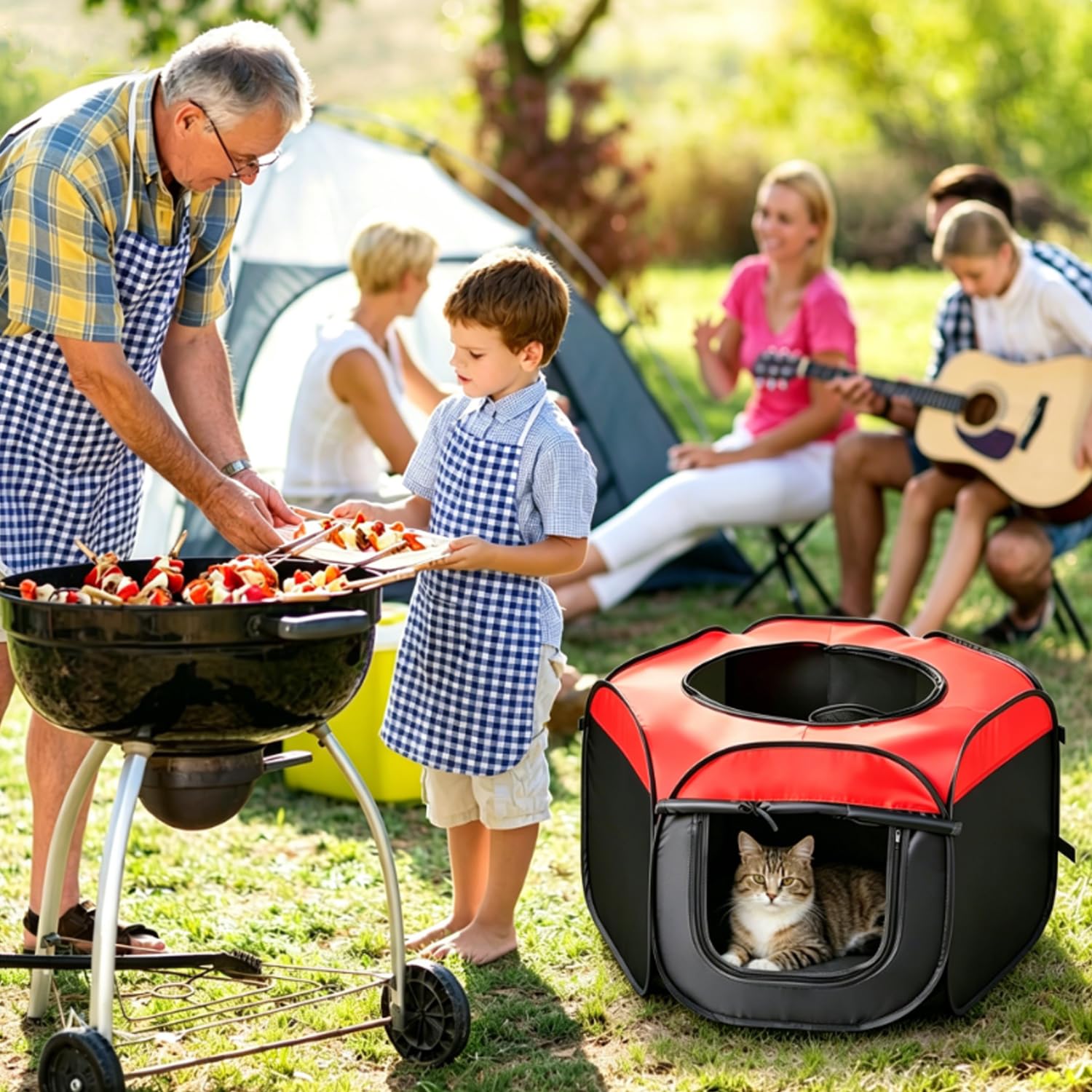 MEISO Recinto per Animali Domestici, Recinto per Cani da Interno Pieghevole, Box Traspirante Portatile per Gatti Conigli Cuccioli, Incubatrice per Pulcini, per Interni ed Esterni Viaggi e Campeggio