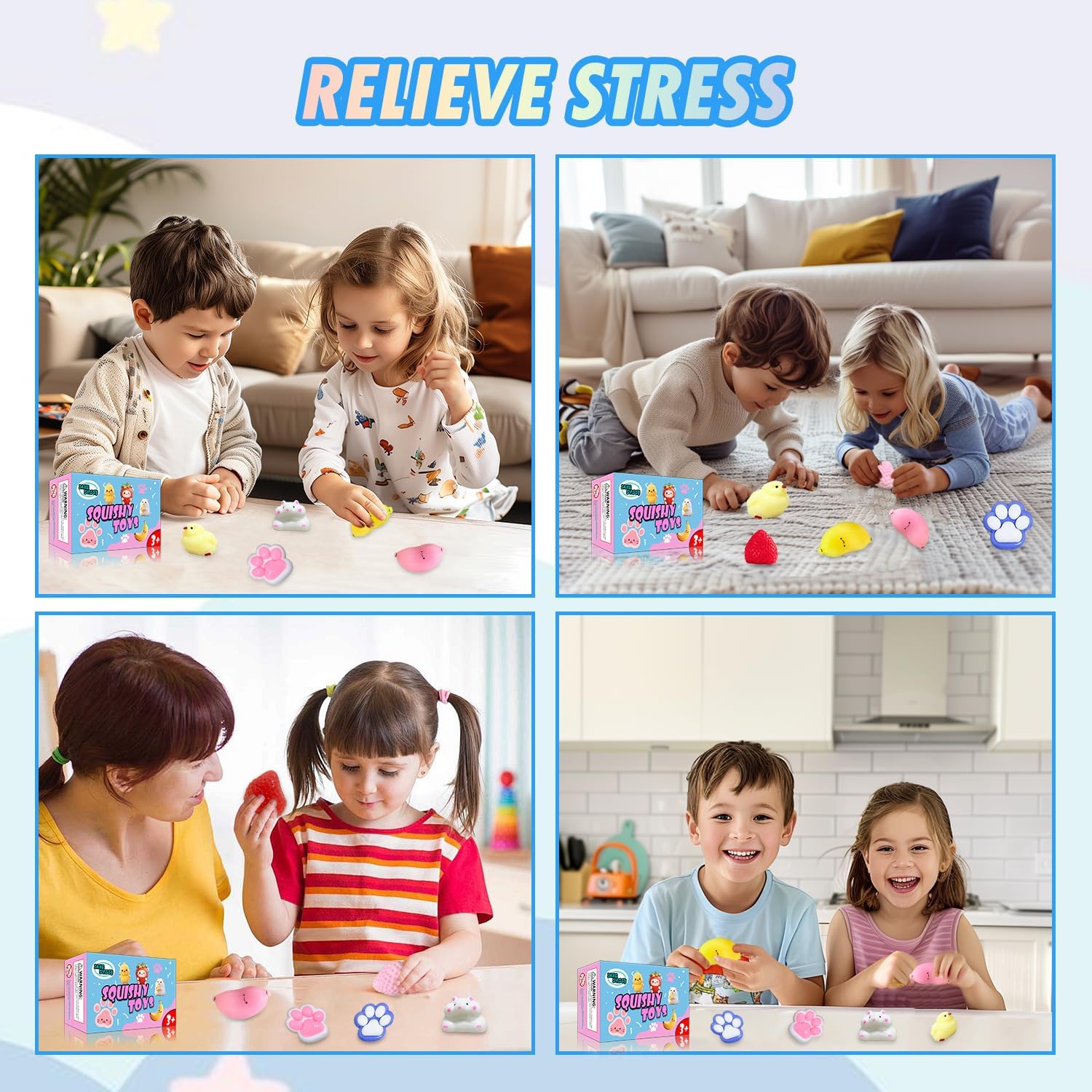 8 Pcs Taba Squishy Pack - Squishy Pack Include (2 Strawberry, 2 Cat Paws,2 Banana,1 Hamster,1 Chick),Squishy Fidget Toys,Taba Squishies Toys Squeeze Toys for Kids,Party Favors for Kids 4-8 8-12