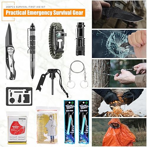 Miniatura 3 de Kit de primeros auxilios de supervivencia, Molle Medical Pouch 288 piezas de equipo y equipo de supervivencia de emergencia al aire libre para