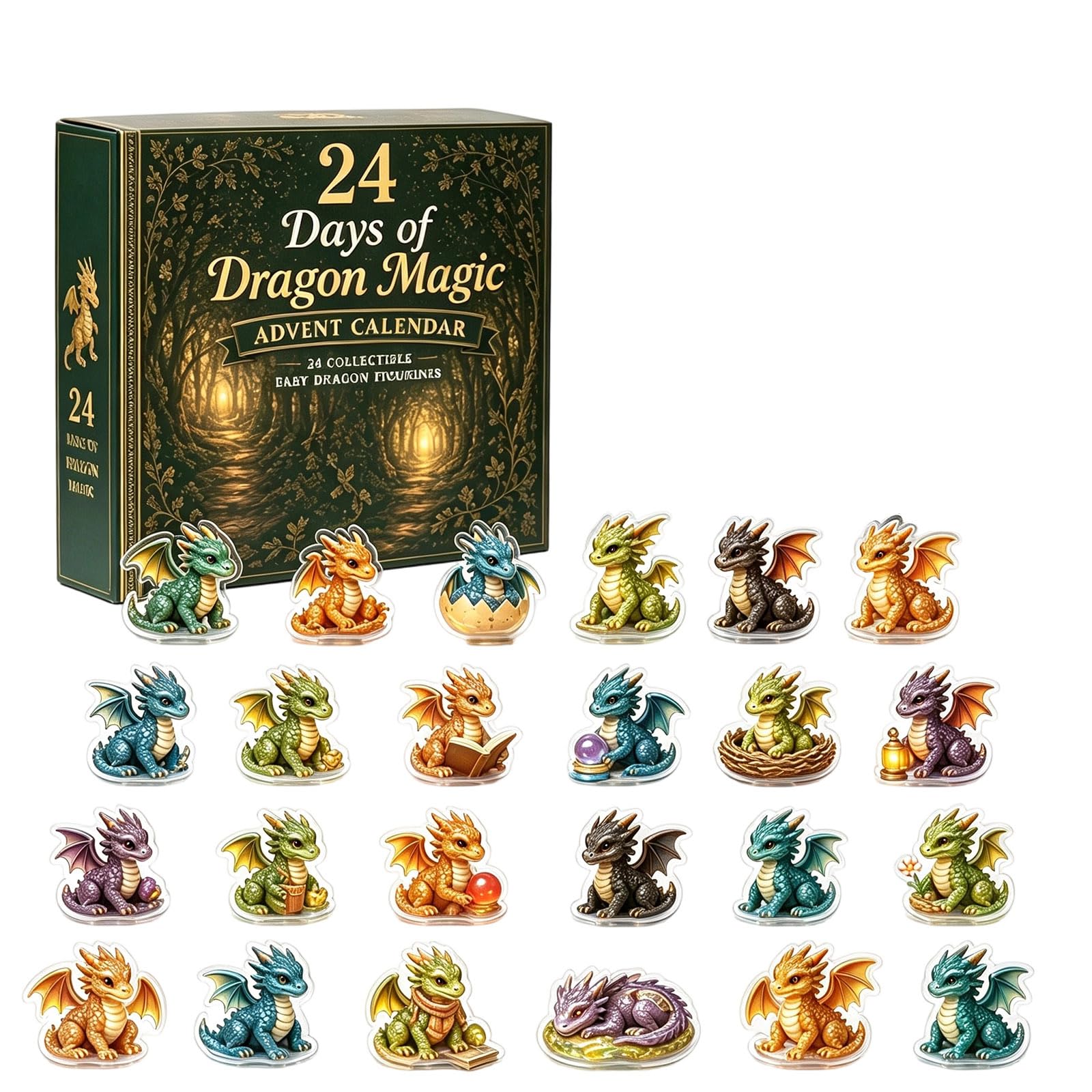 Dragon Cub Advent Calendar 2026,2D Acrylic Figurines Countdown Gift 24ps