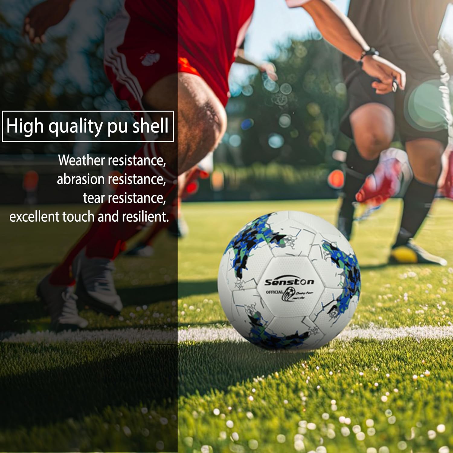Senston Soccer Ball Size 5 -Official Match Weight-Youth & Adult Soccer Players - Air Pump Included