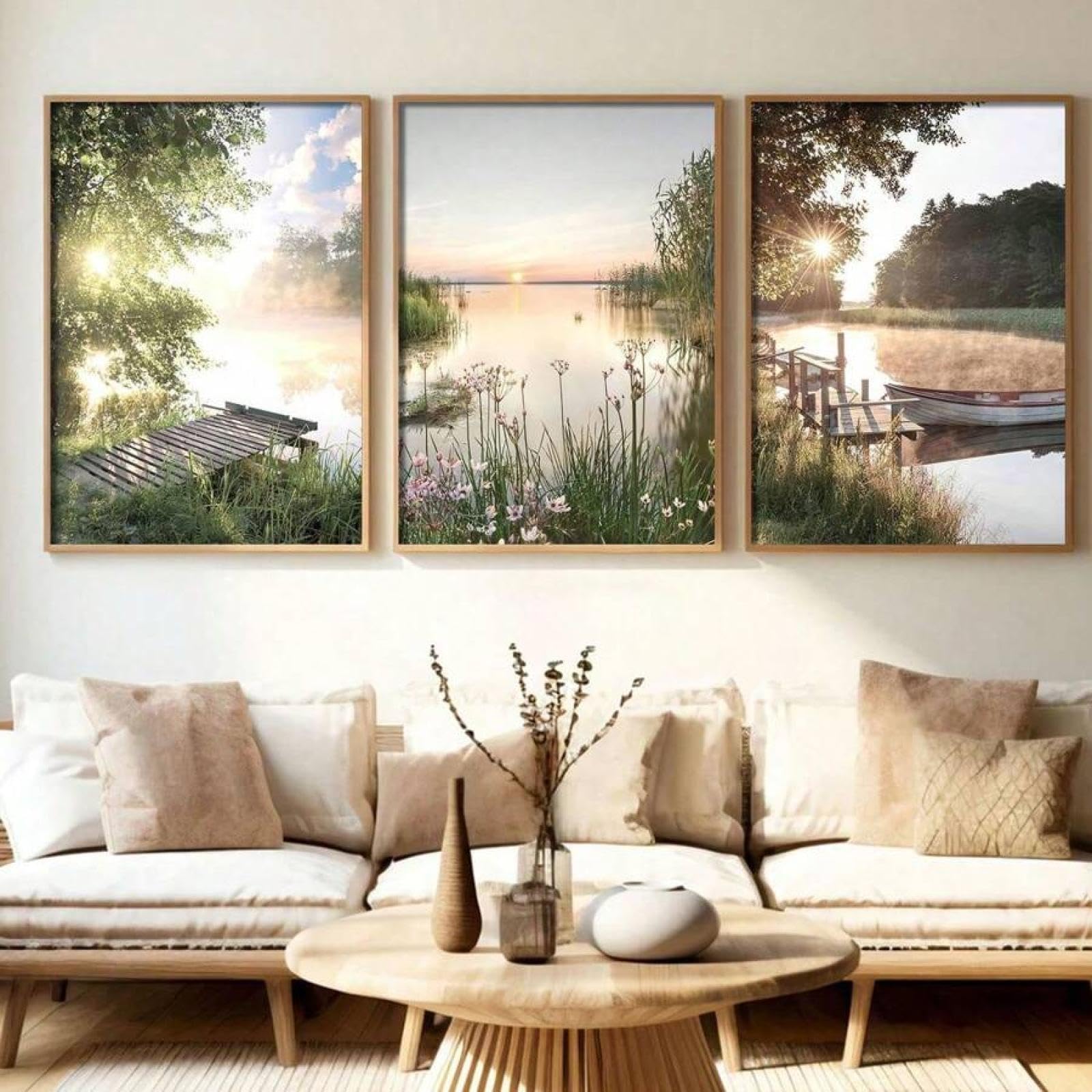 3 sztuki nowoczesne rustykalne krajobrazy obrazy ścienne obrazy na płótnie do domu biura salonu sypialni 60 x 80 cm x 3 ramki