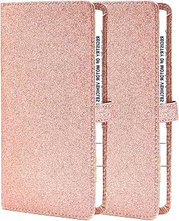 2 Ppack Leather Car Registration and Insurance Card Holder, Car Document Holder for Cards License with Magnetic Shut(Glitter Pink-Ear