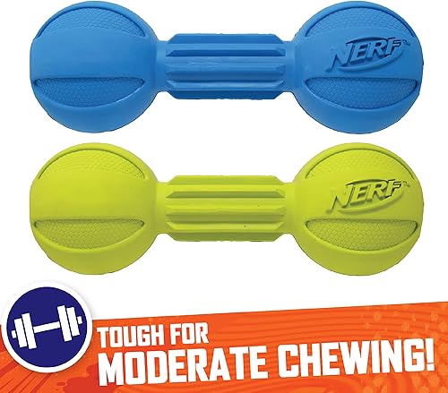 Miniatura 2 de Nerf Dog Juguete masticable para perro, ligero, duradero y resistente al agua, 7.5 pulgadas, para razas medianasgrandes, paquete de dos, azul y