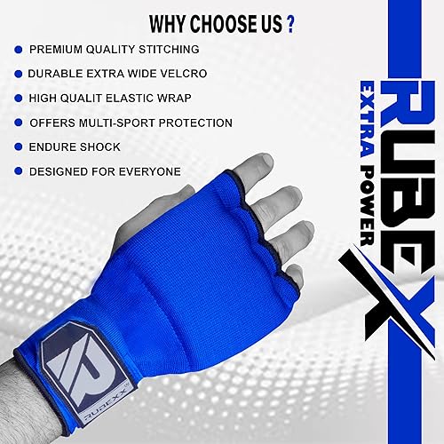Miniatura 6 de RUBEXX Guantes de boxeo acolchados gruesos para boxeo, 36 pulgadas, correa elástica, protección de muñeca, envoltura rápida debajo de los mitones,