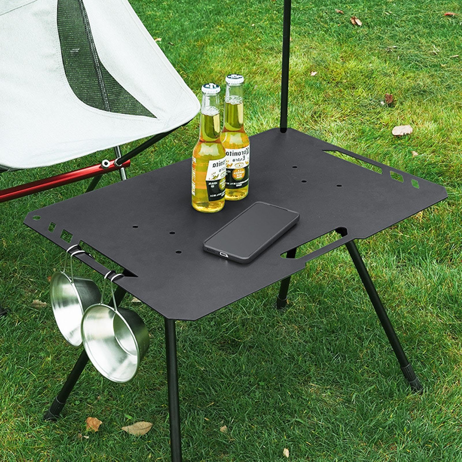 Przenośny stół piknikowy | Aluminiowy składany stół kempingowy na zewnątrz | kompaktowy i gładki składany stół na plażę, grill, taras, podróże, imprezy, piknik