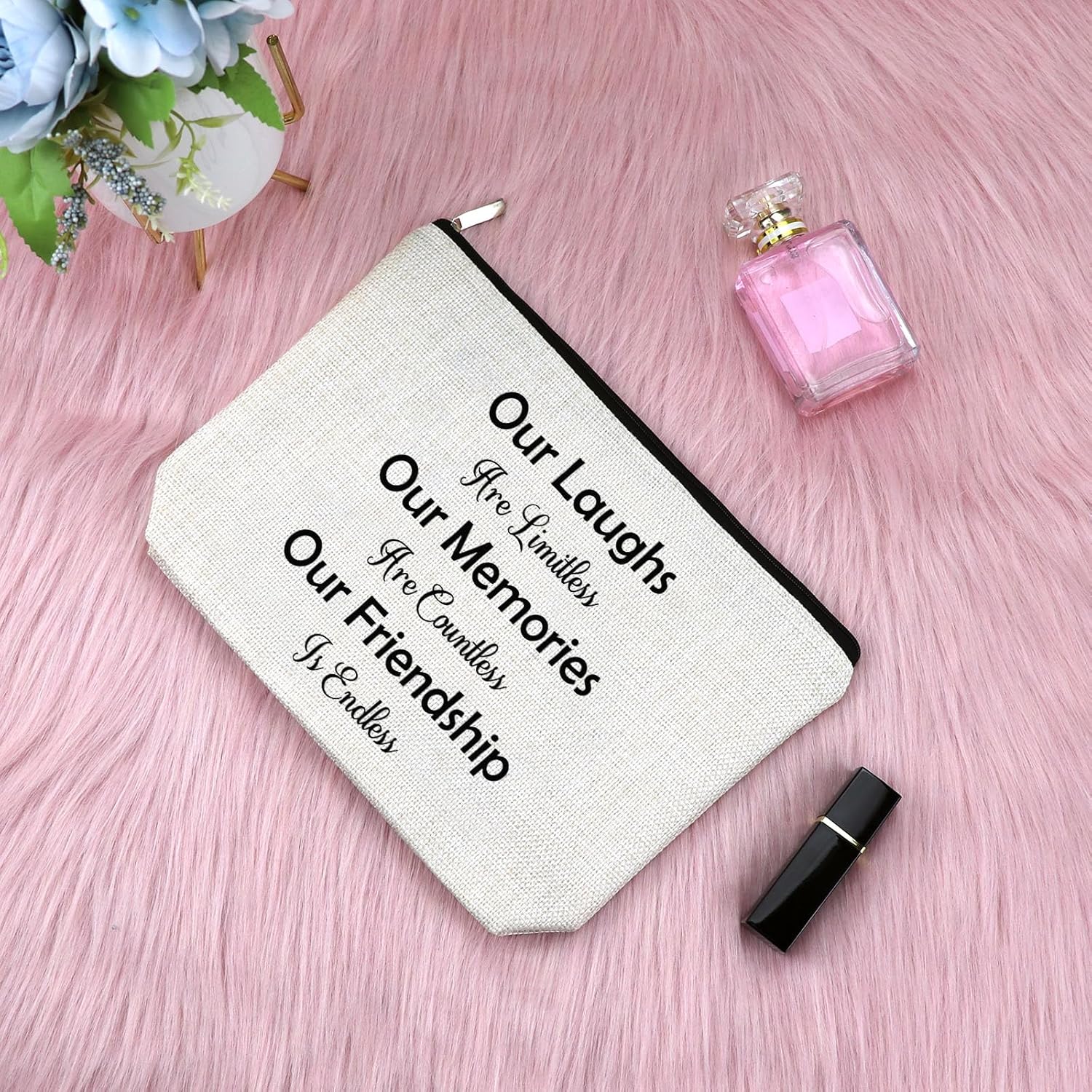 Sfodiary Friendship Gifts for Friends Makeup Bag Birthday Graduation Gifts for Best Friends Cosmetic Bag Long Distance Friendship Present for Bestie BFF Sister Christmas Zipper Travel Cosmetic Pouch - Image 3