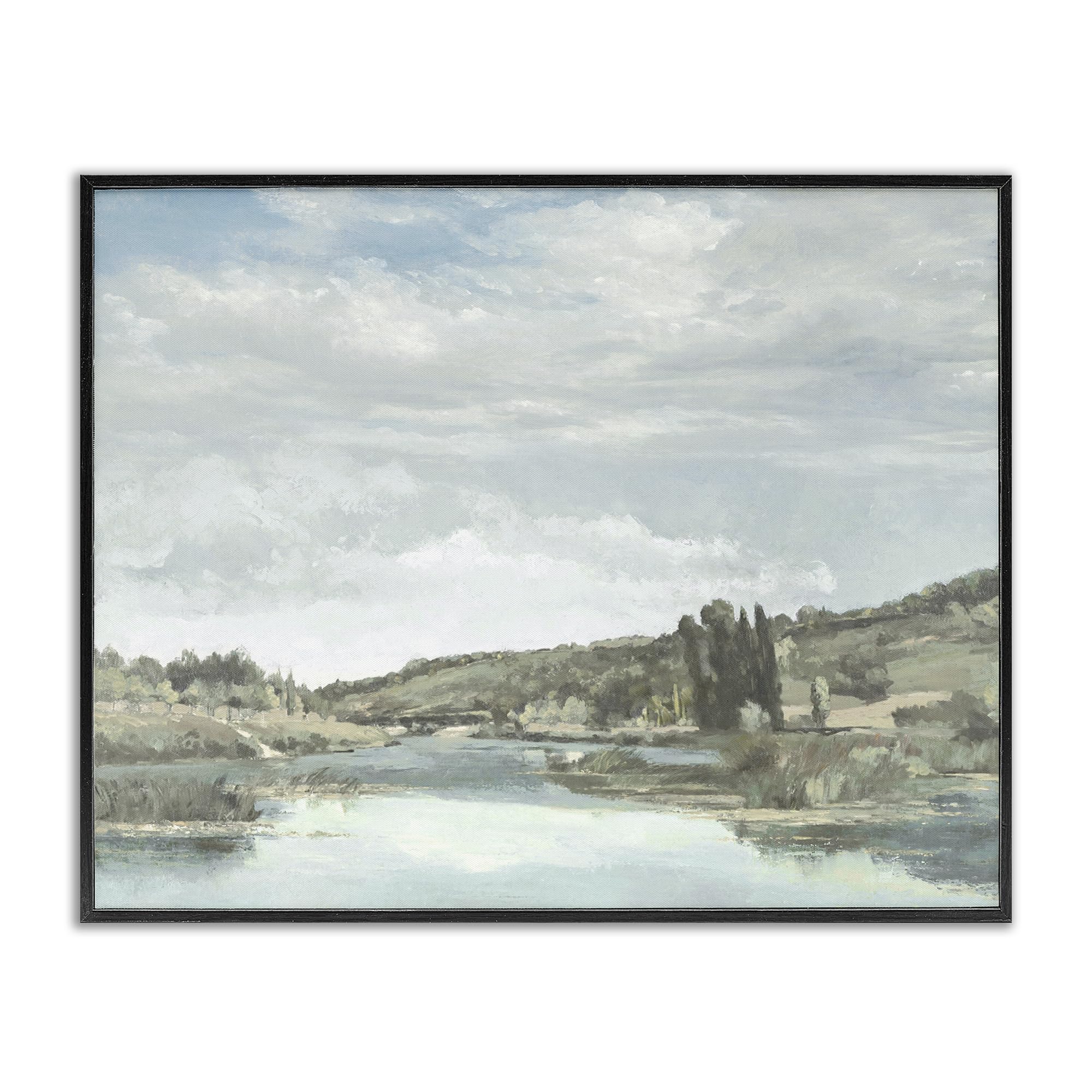 Stupell Industries Midnight Black (Textured) 'On The Water Landscape'| Framed Giclee Art