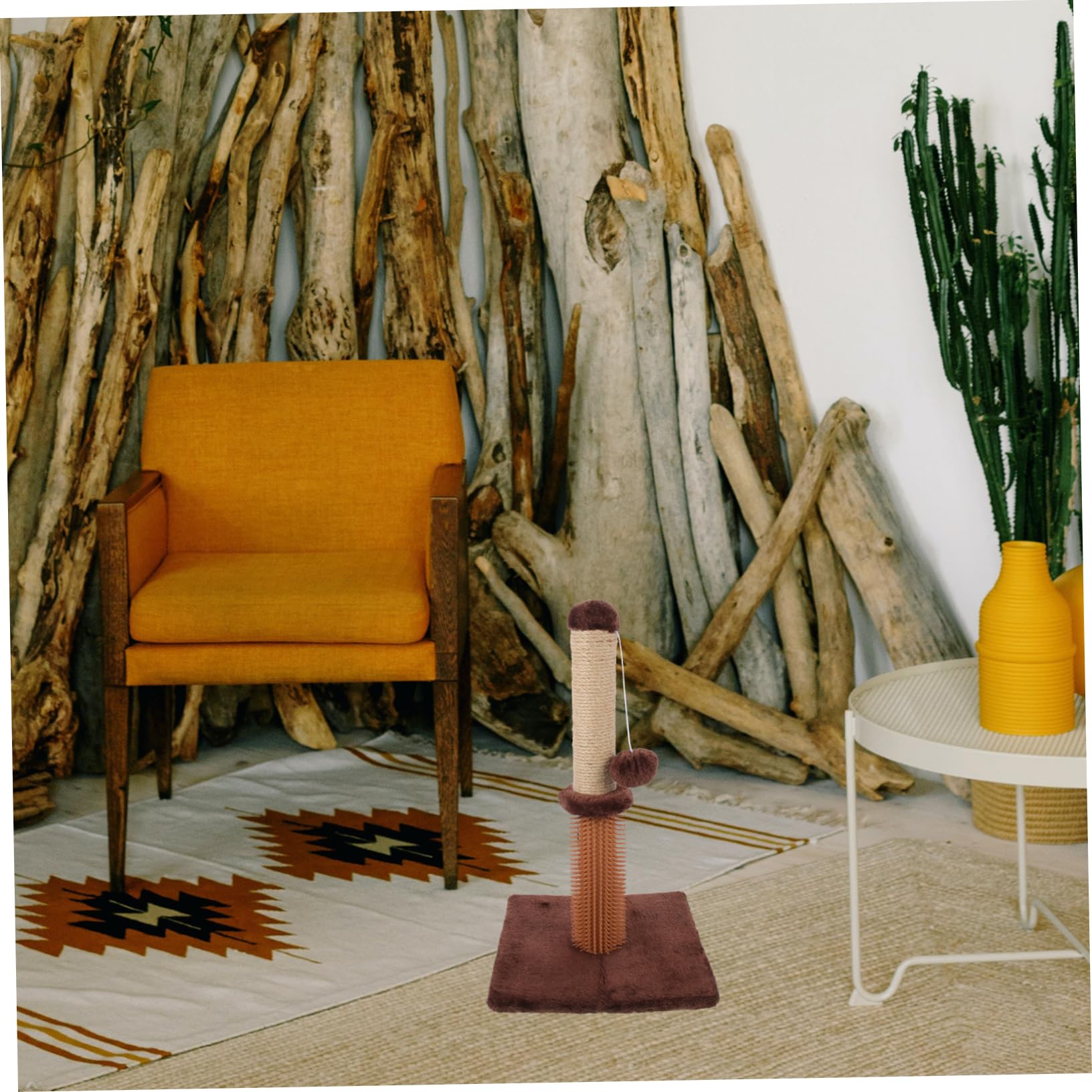 Abaodam Decorative Cat Scratcher Vertical Scratching Post for Indoor Cats and Stylish Keeps Furniture Palm Design