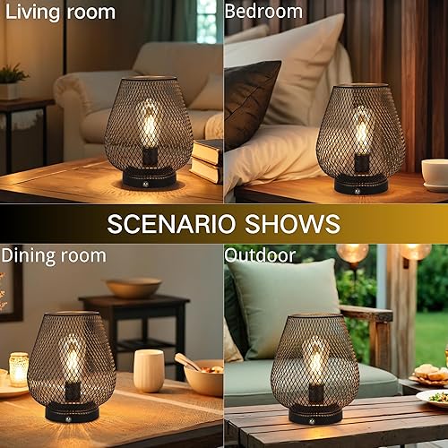 Miniatura 7 de JHY DESIGN Lámpara de mesita de noche regulable al tacto, lámpara recargable con bombilla LED, lámpara de acento inalámbrica para bodas, fiestas,