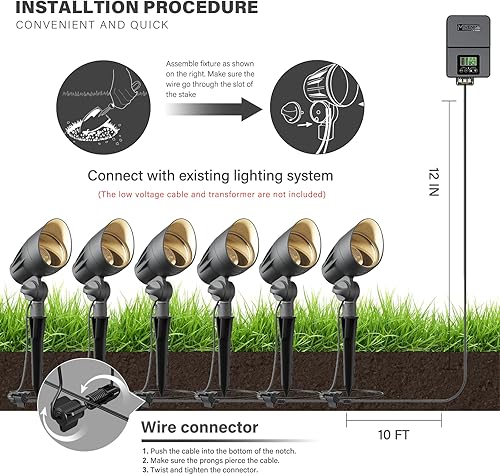 Miniatura 6 de VENUS MANUFACTURING Paquete de 4 luces de inundación de paisaje de bajo voltaje, 50 W, halógenas, kits de iluminación de paisaje al aire libre, 380