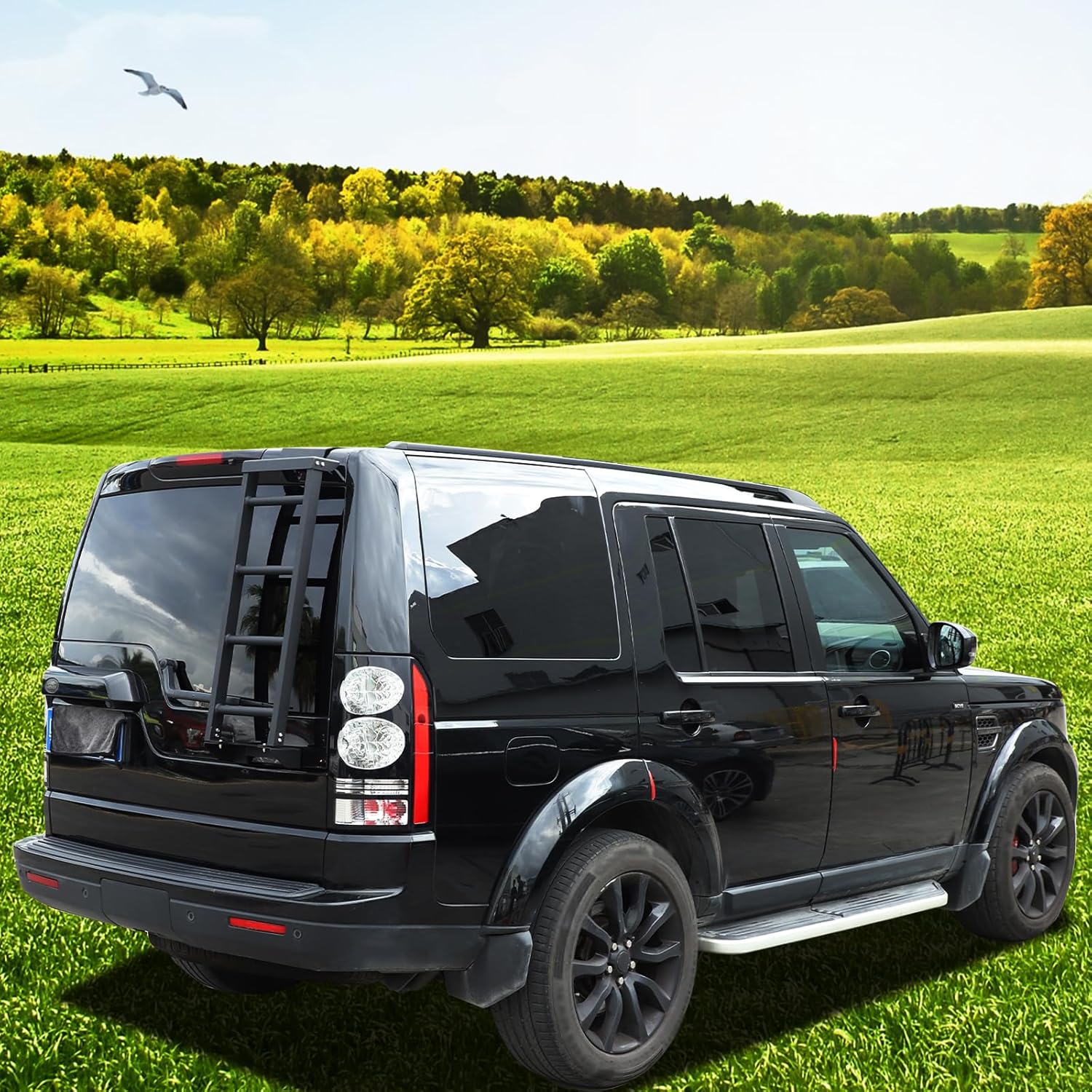 Rear Roof Rack Ladder Compatible with Land Rover Discovery 3/Discovery 4 2004-2016 Exterior Accessories, Aluminum Tailgate Ladder