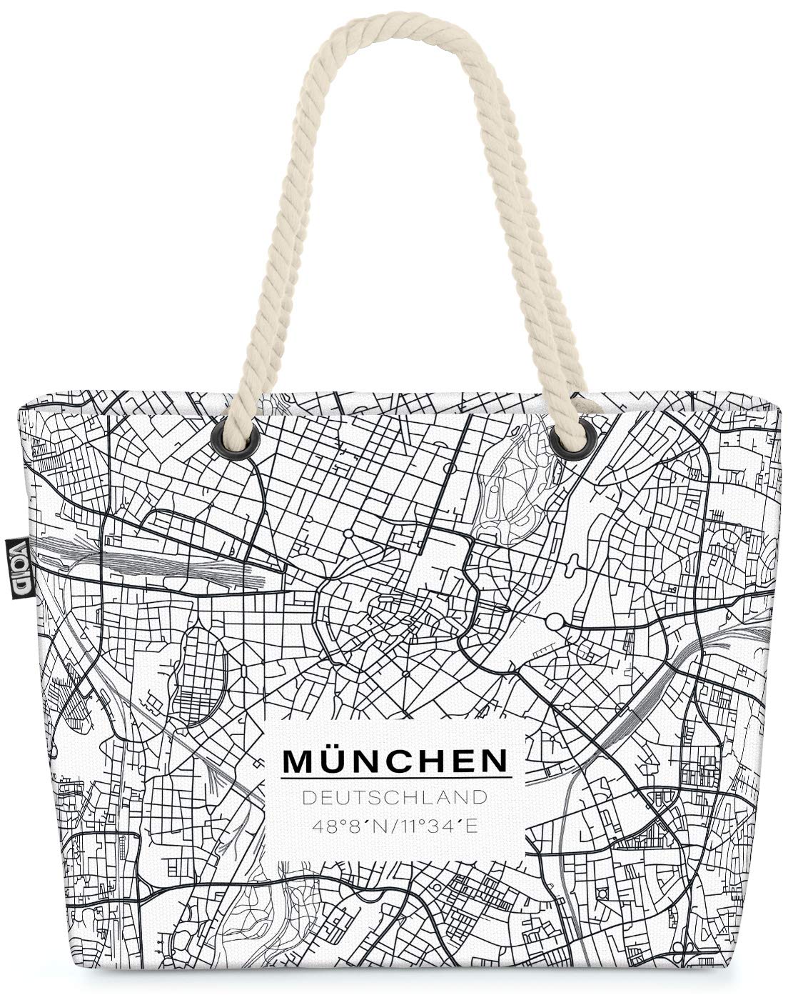 VOID XXL Borsa da spiaggia Mappa del mondo Shopper 58x38x16cm 23L beach bag Sheldon World Map, Kissen Farbe:Bianco