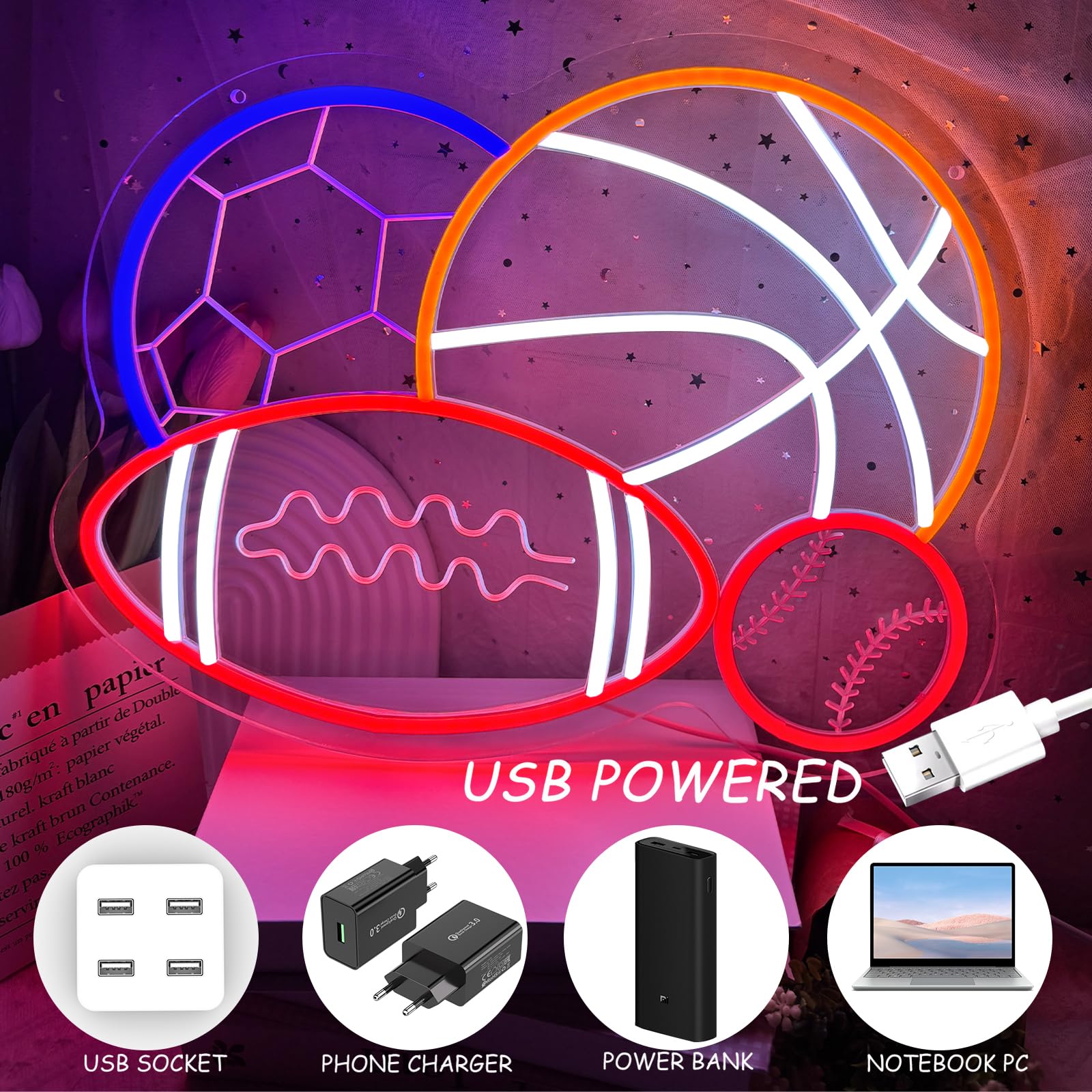 4 Ball Combination Neon Sign - Image 4