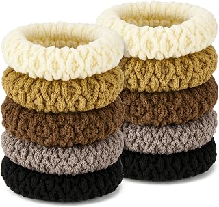 QIUTIMIY 10 Pcs No Damage Hair Ties Thick Hair Elastic Rubber Bands Hair Accessories Scrunchies Seamless for Women