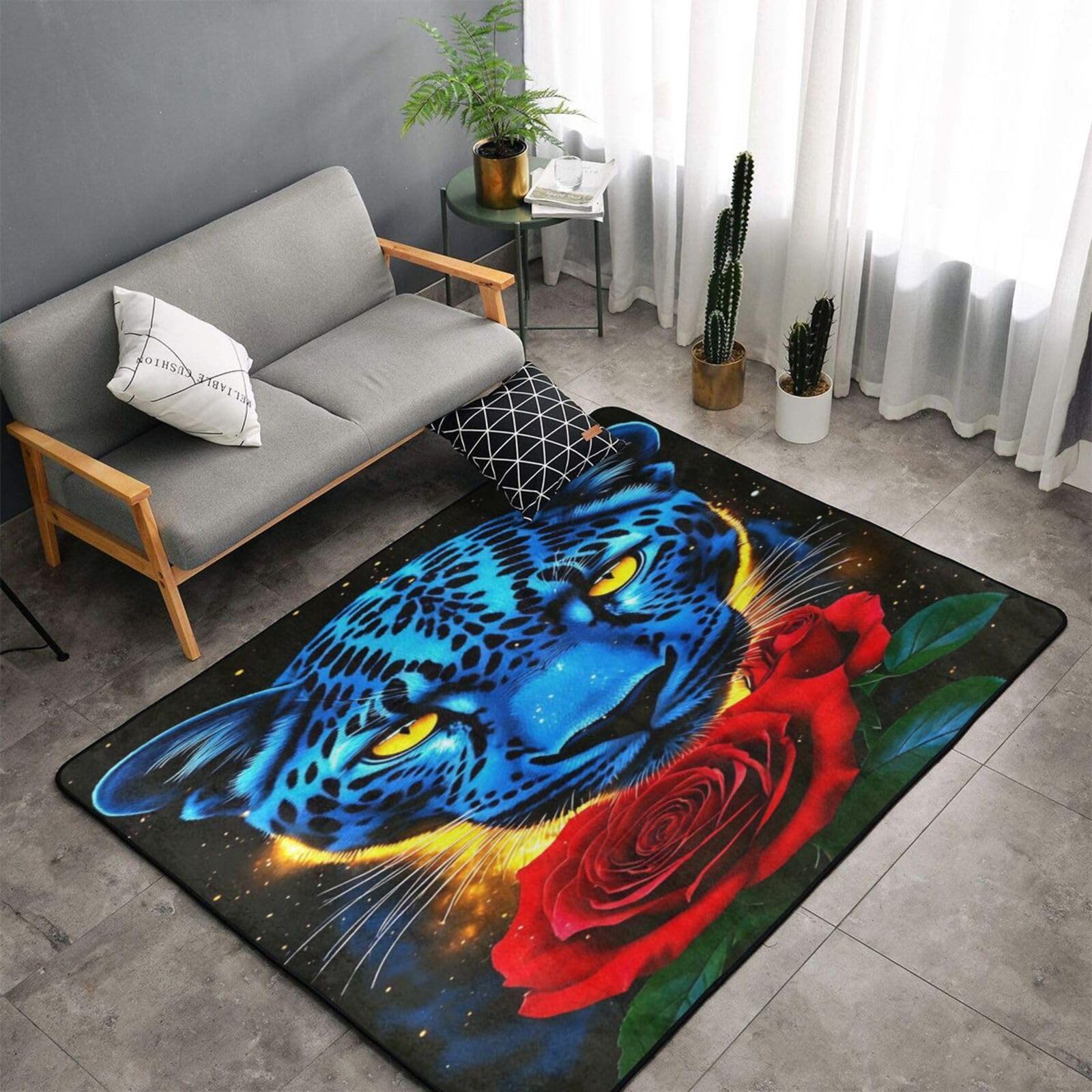 Alfombra Blue Leopard ACEPrints de 60x39 pulgadas para decoracion de salones modernos
