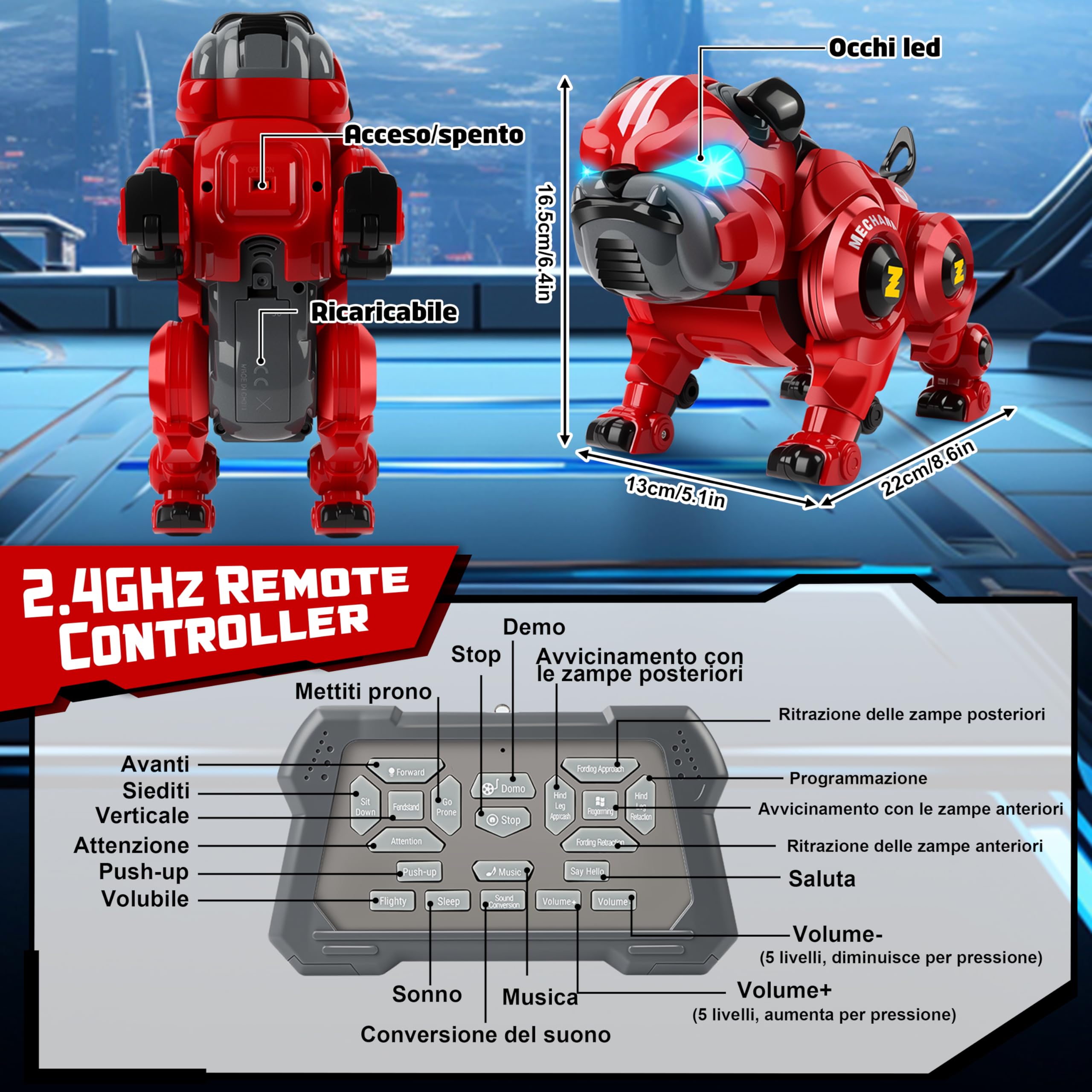 Aragallant Cane Robot Giocattolo per Bambini 6 7 8 9 Anni, RC Robot Cane Telecomandati Programmabile Interattivo, Gesture Sensing con Cantando Balla, Regalo Compleanno Natale per Bambini