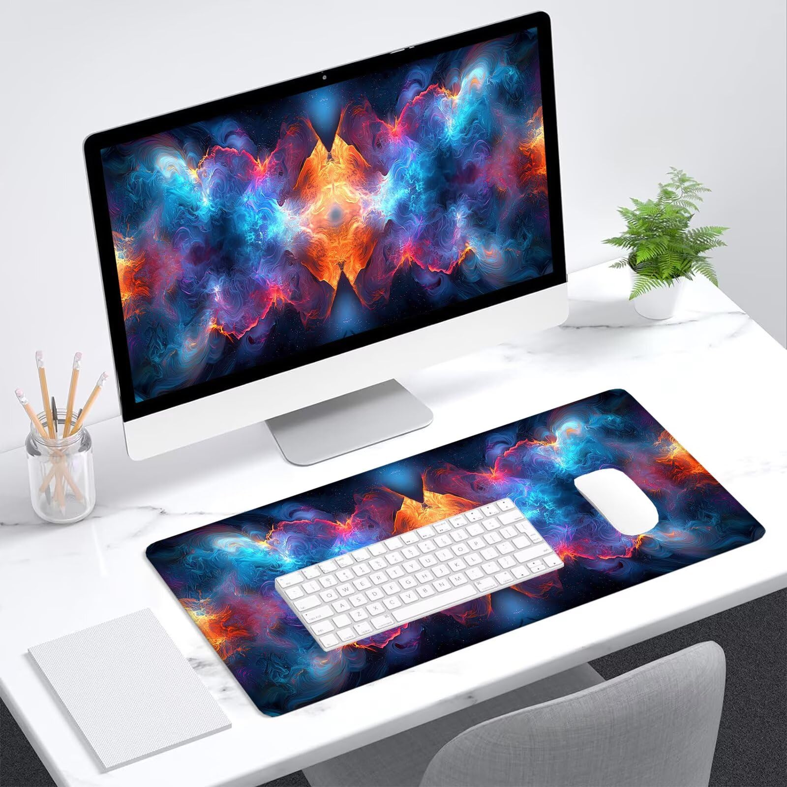 Duża podkładka pod mysz, gamingowa podkładka pod mysz, 1000 x 500 mm, kolorowa podkładka pod mysz XXL, wodoodporna, fajna mata na biurko z antypoślizgową podstawą, podkładka pod mysz z gładką