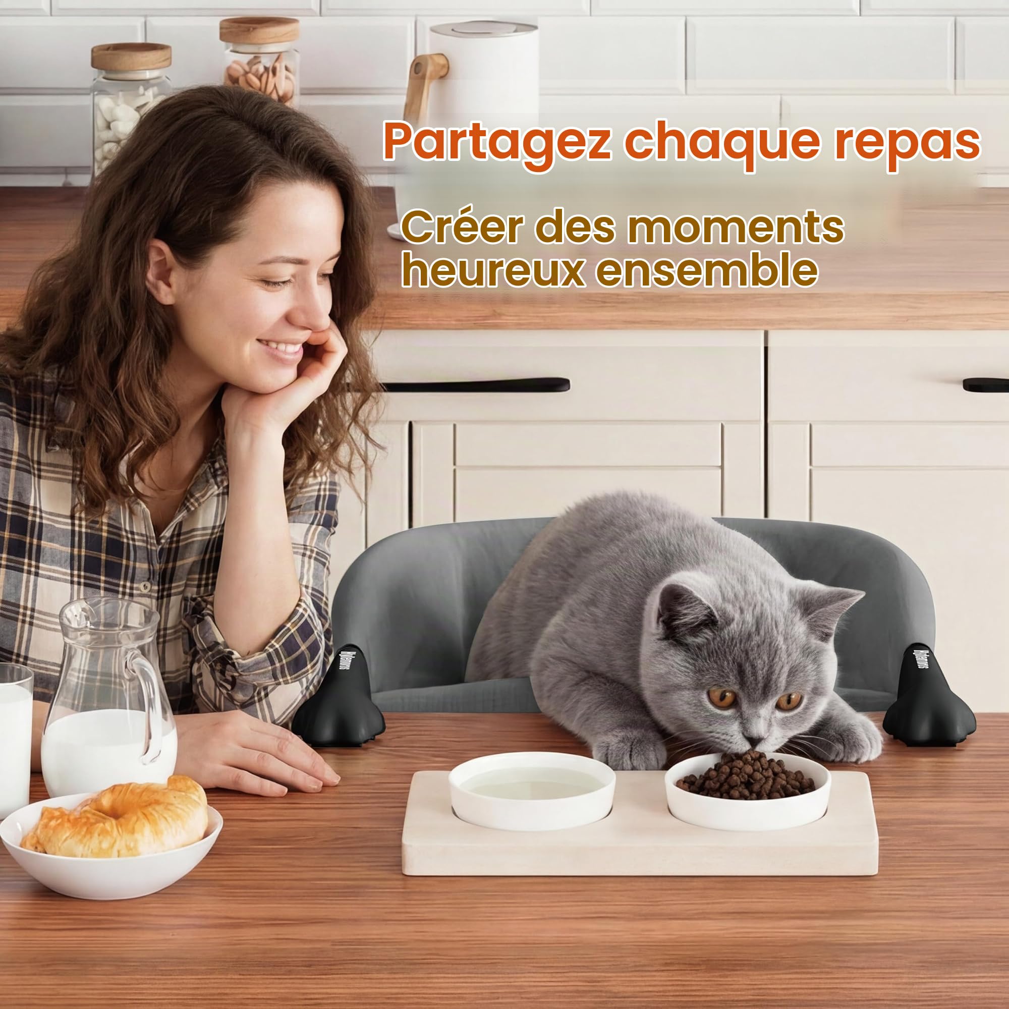 Panier Chat Bureau de Grande Taille, Ultra-robuset Hamac Chat | Pour bureau jusqu'à 7,6 cm, ultra-résistant, motif pattes, imperméable, tapis double face, montage facile (jeu/cuisine)