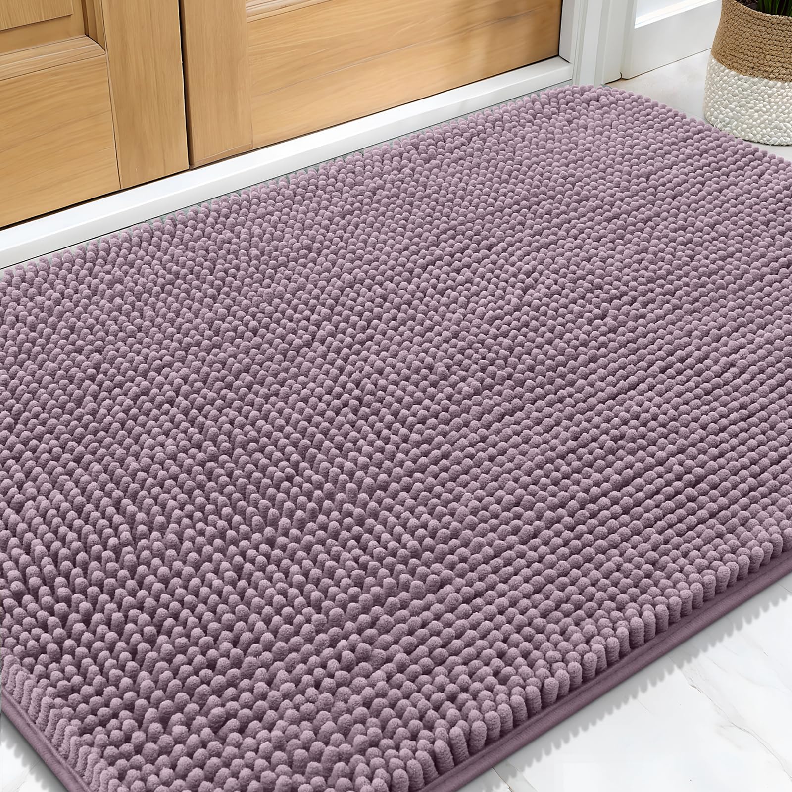 OLANLY Dog Door Mat for Muddy Paws 32x20, Super Absorbent Chenille Mud Mat