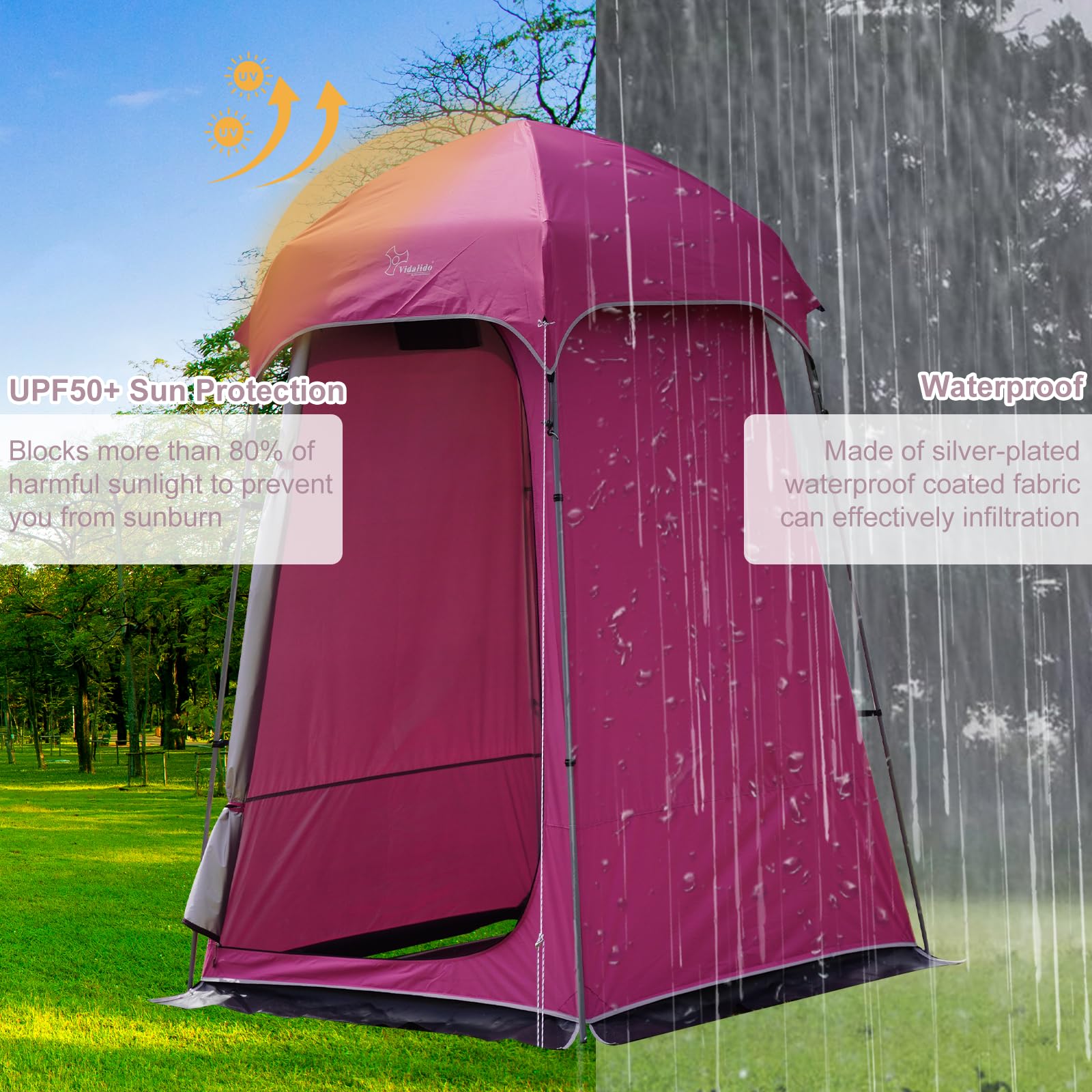 Vidalido Camping Duschzelt Sichtschutz Zelt Tragbare Outdoor-Duschen Zelte für Camping mit Boden, Camping Sichtschutz Unterstände Badezimmer Toilettenzelt