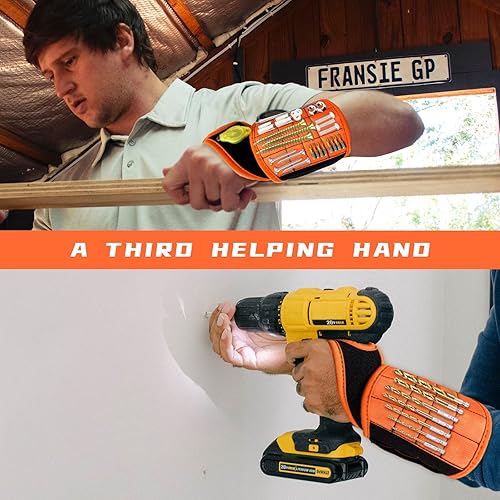 Miniatura 6 de Pulsera magnética con linterna y pedal magnético para sujetar tornillos, correa de herramientas magnética para sujetar tornillos, clavos, brocas,