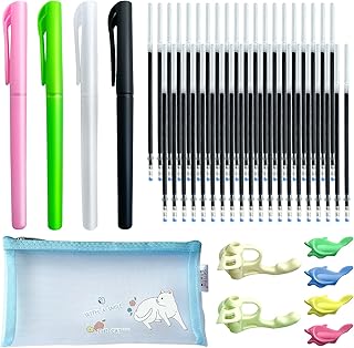Vartiey 40 PCS Invisible ink pen,Disappearing ink pen-With 4 Pens,40 Refills,6 Pencil Grips Trainer and 1 Pen Bag-Fade Ink Pens for Copybook Practice for Preschoolers (Automatic Fade Pen)