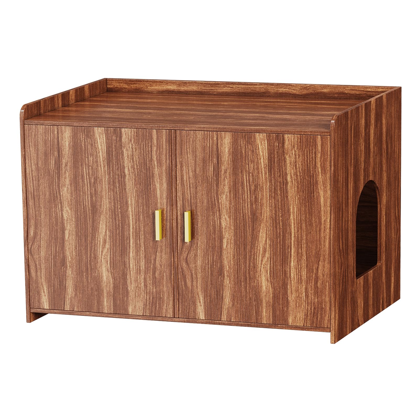 Cat Litter Box Enclosure for 2 Cats, Hidden Litter Box Furniture with Double Room for 2 Litter Boxes, as Wooden Cat Washroom or House